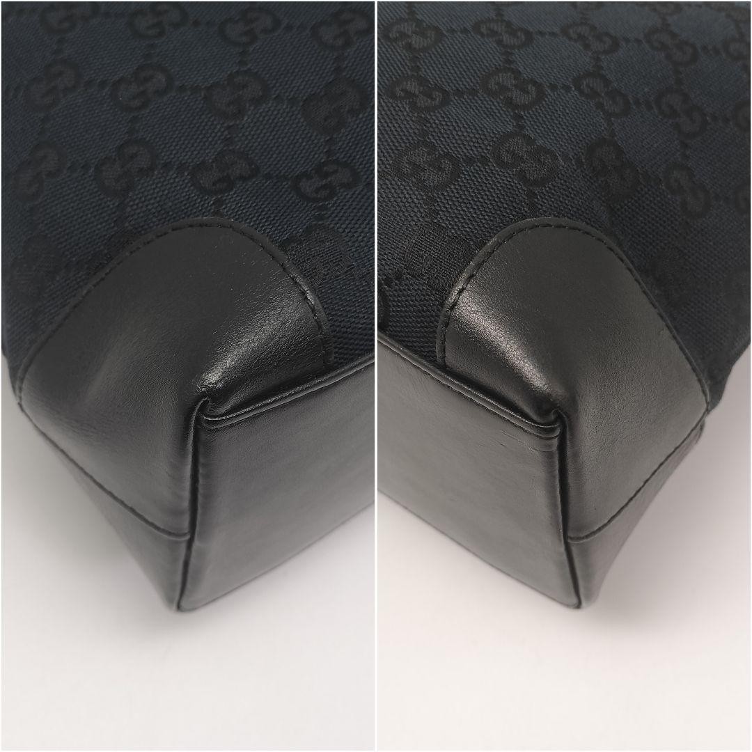 GUCCI Tote Bag GG Pattern Black Leather Canvas Near Mint Condition thumbnail 7