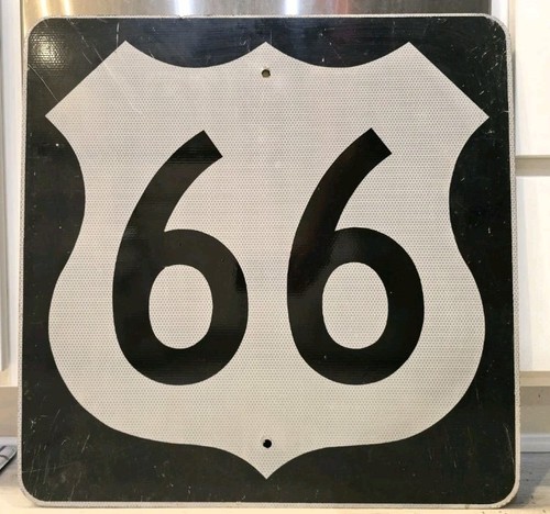Older Used U.S. Route 66 Road Sign Aluminum 24x24”