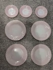 4 Vintage 1950s Pink Swirl Fire King Dinner Plates And 3 Dessert Plates