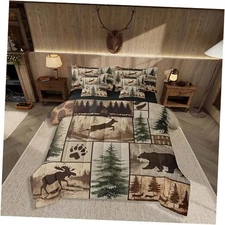 Rustic Bear Comforter Set Size 7 Pieces Comforters Farmhouse Full Brown Green