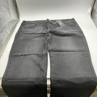 МУЖСКИЕ ДЖИНСЫ 7GROOVE ПРЯМЫЕ ДЖИНСОВЫЕ - РАЗМЕР: МУЖСКИЕ 44/32 - ЧЕРНЫЕ, ПОСТИРАННЫЕ