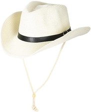 Mens Straw Cowgirl Cowboy Hat Women Floppy Packable Wide Brim Sun Hat UPF50 W...