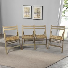 Furniture Slatted Wood Folding Special Event Chair - Wood, Set of 4, FOLDING C