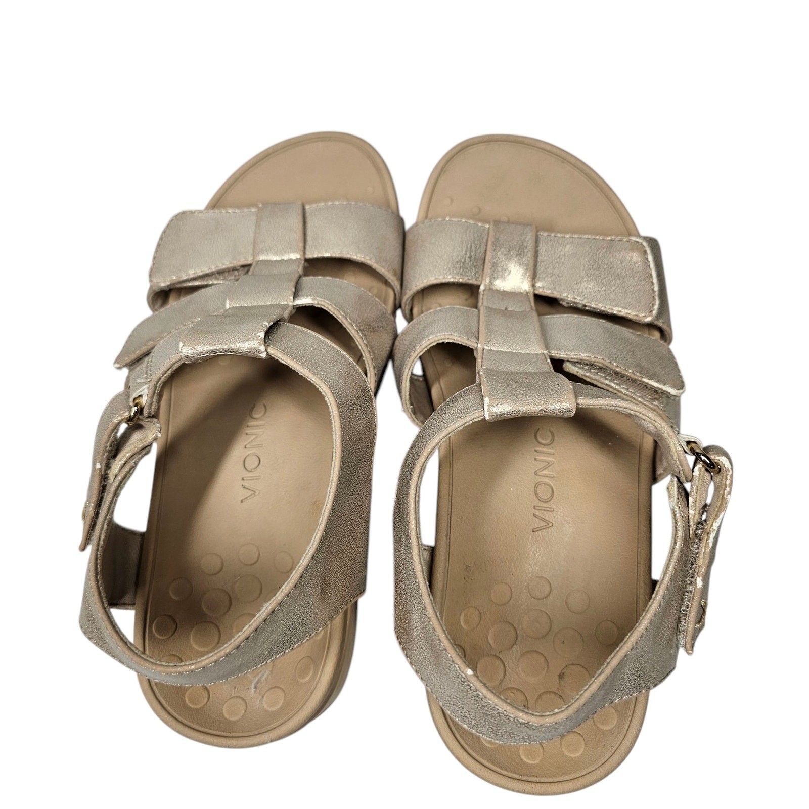 VIONIC Tami Backstrap Platform Wedge Metallic San… - image 5