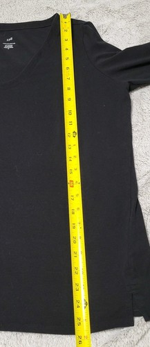 J Jill Forward Seam Tee Size M 3/4 Sleeve Top Black Scoop Neck Mature Minimalist - Picture 6 of 6