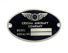 Cessna 50 172 180 182 185 Aircraft DEA Req'd Aircraft Identification Data Plate