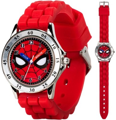 Spiderman Time Teacher Watch for Kids - Red Silicone Strap, Easy-to-Read Dial...