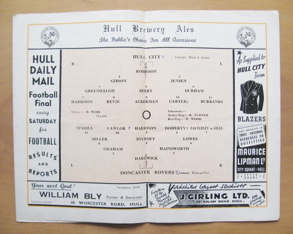 HULL CITY v DONCASTER ROVERS 1950/1951 *VG Condition Football Programme* - Image 2 of 2