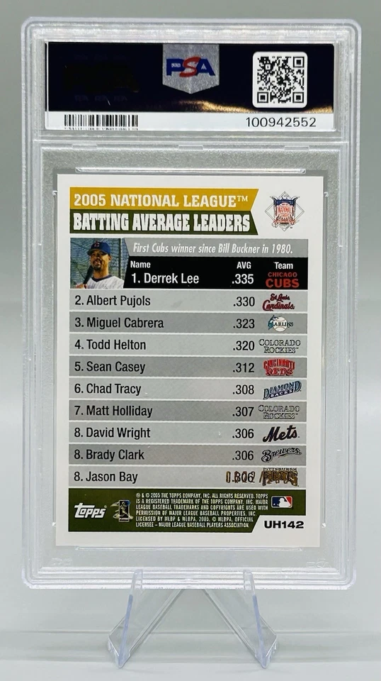 2005 Topps Update Lee/Pujols/Cabrera Batting Average Leaders Gold /2005 PSA 9 - Image 3 of 4