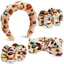 Velscrun 6 Pack Spa Headband, 1 Count Pack of 6 , Leopard Print-Colourful
