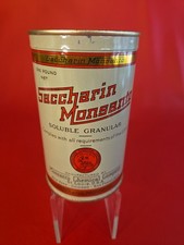 ANTIGUA FARMACIA COUNTRY STORE SACARINA MONSANTO LATA 1 LB LLAVE VIENTO SELLADO NOS