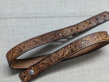vintage TOOLED handcrafted WESTERN buckle belt 34 cowhide leather FLORAL cowboy