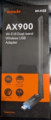 Tenda AX900 WiFi Adapter WiFi 6- Dual-Band 600Mbps 5GHz/ 286Mbps 2.4GHz, 6dBi Hi