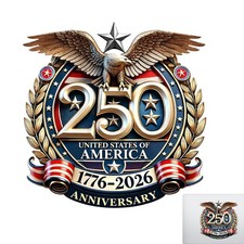America 250th USA FLAG 1776-2026 Waterproof 6/8 Inch Vinyl Sticker Decal 1PC