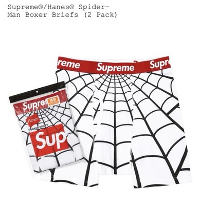 Supreme®/Hanes® Spider-Man Boxer Briefs (2 Pack) WHITE MEDIUM | eBay