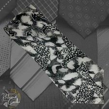 Cavona 100 Silk Black White Leopards Print Handmade Pointed Necktie Novelty Tie