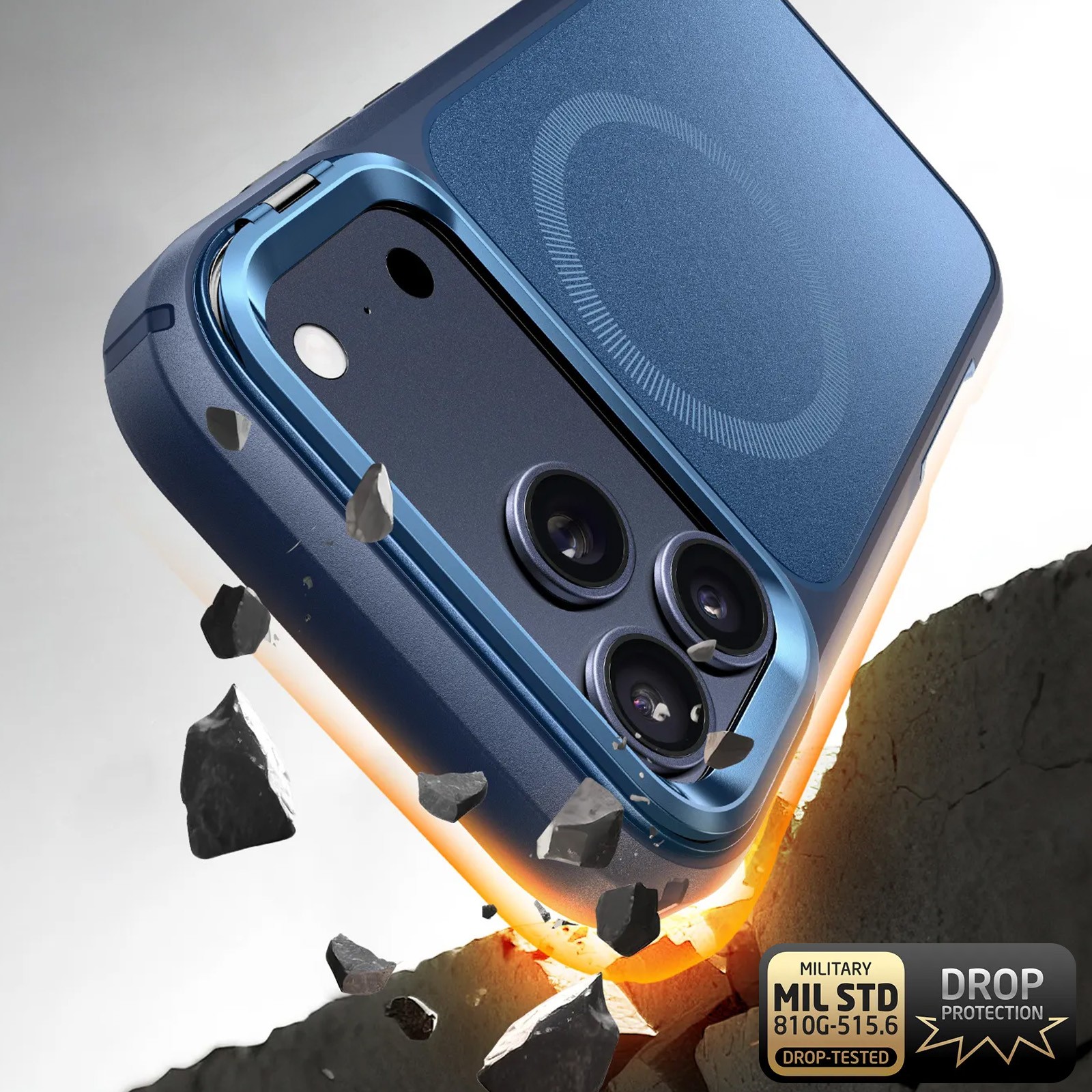 Coque intégrale iPhone 17 Pro Max antichoc bleu idéale pour le voyage