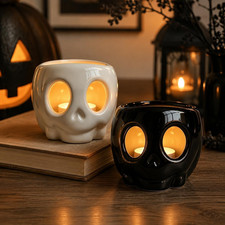 Halloween Decorations Indoor - Skull Candle Holder Set for Home Table Decor | Ce