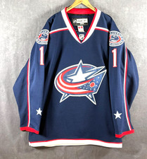 Reebok Steve Mason #1 Columbus Blue Jackets 52 Jersey, Navy Blue w/fight strap.