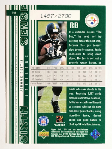 1998 SPx Finite #348 Jerome Bettis SS - Picture 2 of 2