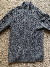 LL Bean Sweater Womens Small Full Zippered Ribbed Black and White USA Made