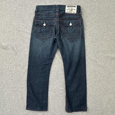 True Religion Mens Straight Leg Dark Wash Blue Denim Jeans Size 30 Made in USA