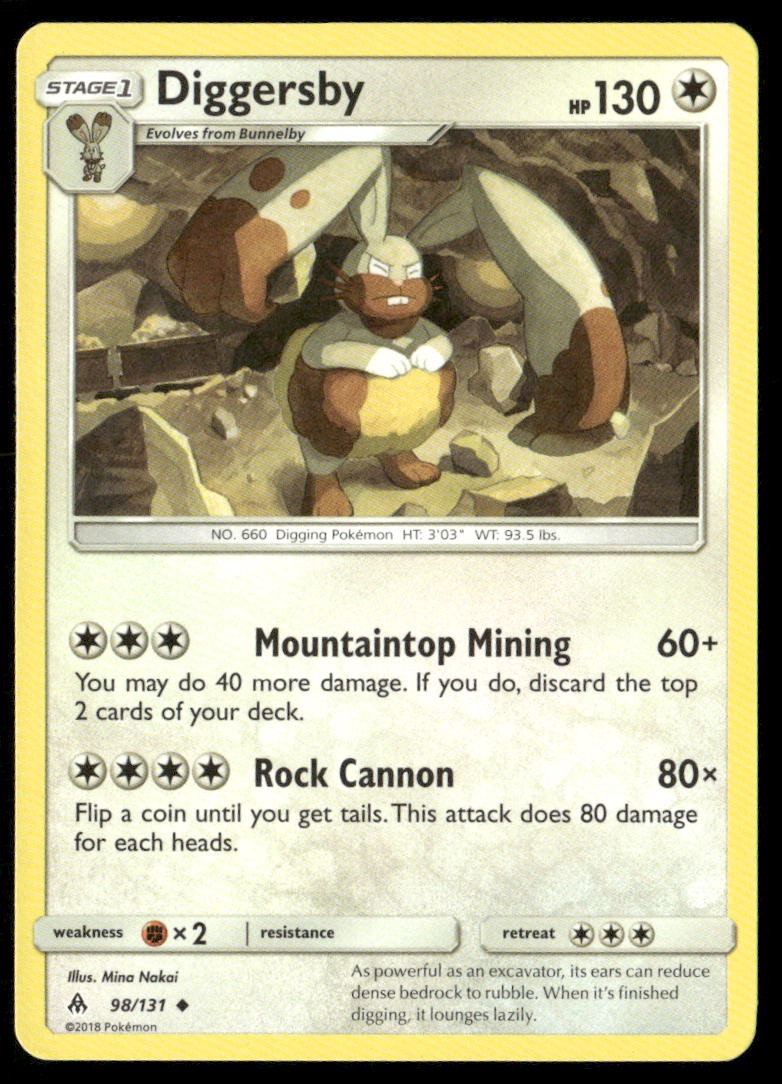 Diggersby 98/131 Uncommon Forbidden Light Pokemon Lightly Played
