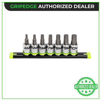 GripEdge Tools GE7BSMHSRPT  3/8'' Dr Short Metric RPT Hex Driver Set 7-PC