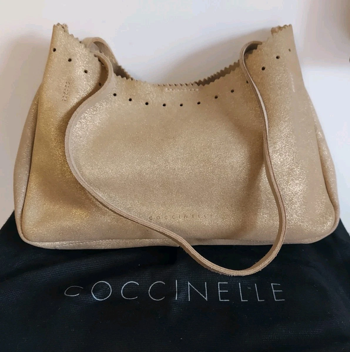 Coccinelle Aura Mini Bag - Borsa A Tracolla In Pelle Granata, Colore Pale Gold, Con Catena Rimovibile - 3