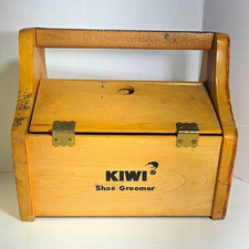 KIWI Shoe Groomer Wooden Shoe Care Box Kit Made in USA, With Brushes and more