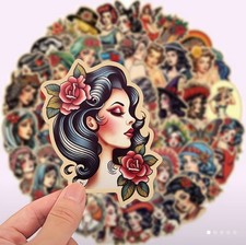 25 Pcs Tattoo Girl Stickers Vinyl For Laptop Water Bottle Free Shipping