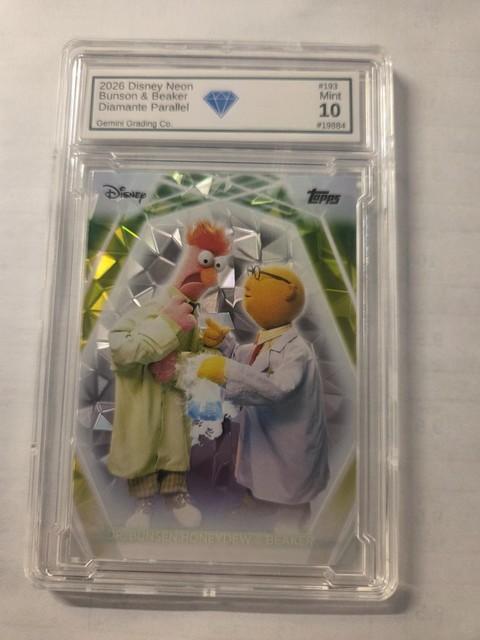 2026 Disney Neon #193 Dr. Bunsen Honeydew & Beaker Diamante Graded 10