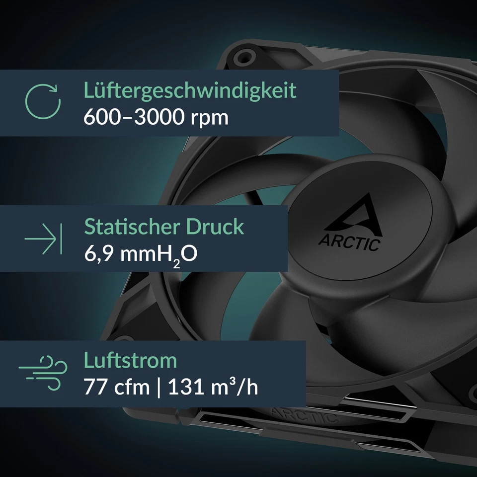 ARCTIC P12 Pro PST (5 Stück) Premium PC Lüfter 120mm PWM Case Fan 4-Pin B-Ware - Bild 3 von 4