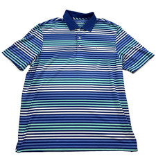 Mens Vineyard Vines Performance Polo Shirt Short Sleeve Blue Striped Golf Sz L