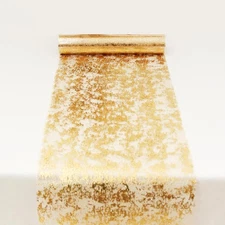Gold Table Runner 11x66 Long Glitter Thin Mesh Table Runner Roll for Weddings