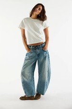 Free People We The Free Good Luck Mid-Rise Barrel Jeans Women  s Denim Pants