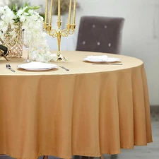 GOLD 108" ROUND POLYESTER TABLECLOTH Wedding Party Tabletop Decorations SALE