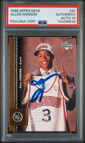 ALLEN IVERSON AUTOGRAPHED 1996-97 UPPER DECK RC AUTO PSA 10 AUTHENTIC ROOKIE