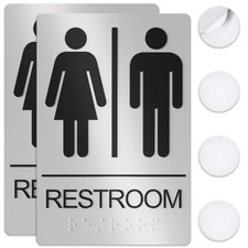 Unisex Bathroom Signs, Restroom Sign For Business - For Men and Women - 2 Pac...