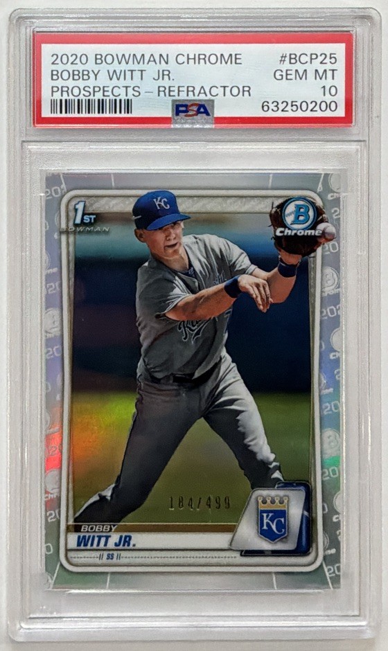 2020 Bowman Chrome Bobby Witt Jr Prospects Refractor 1st Bowman /499 PSA 10 Gem