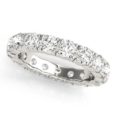 Ehering 3 kt DE/VS Lab gezüchtet Rundschliff Diamant volle Ewigkeit   18 K Weißgold