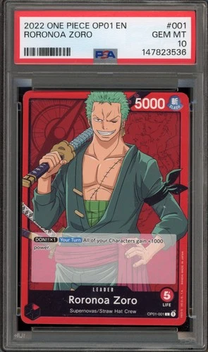 One Piece CCG Roronoa Zoro OP01-001 PSA 10 Gem Mint
