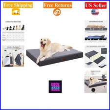 Medium Grey Waterproof Orthopedic Dog Bed 35x22in Removable Cover