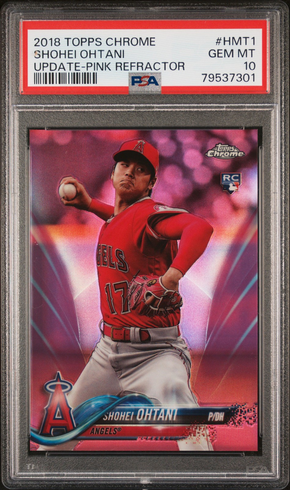 2018 TOPPS CHROME UPDATE PINK REFRACTOR #HMT1 SHOHEI OHTANI ROOKIE RC PSA 10