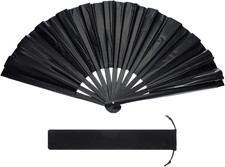 Glitter Clack Rave Fan with Holster, Large Holder Folding Hand Fan Holder Handhe