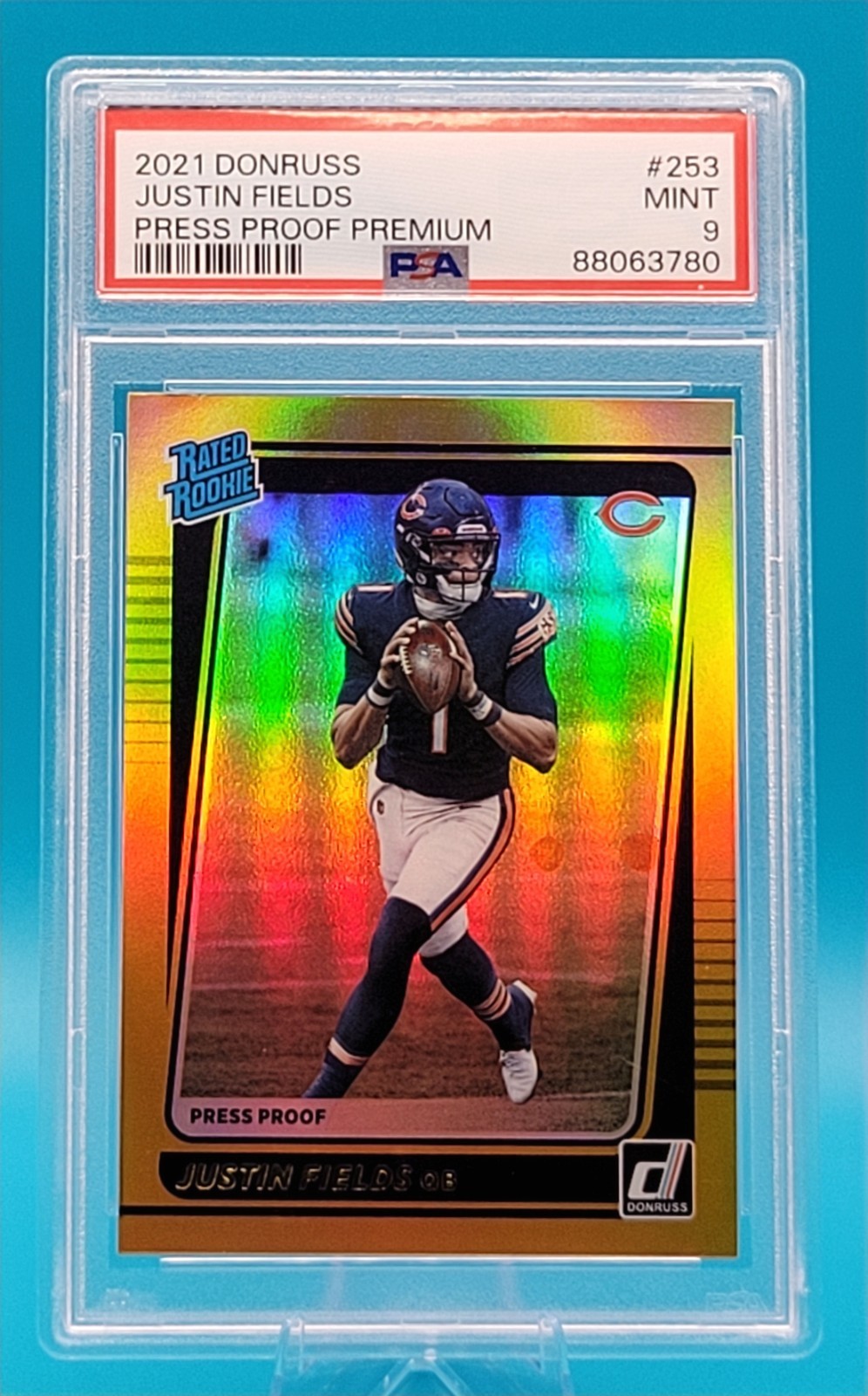 2021 Panini Donruss Rated Rookie Justin Fields #253 Press Proof Premium PSA 9
