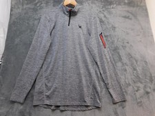 Spyder Active Pullover Mens Medium Gray 1/4 Zip Long Sleeve Base Layer Athletic