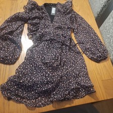 Nasty gal ladies /girls ruffle detail wrap mini dress   uk 8 New