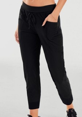 Fabletics Womens M Sleek Knit Drawstring Pant Jogger Black Lightweight Pants