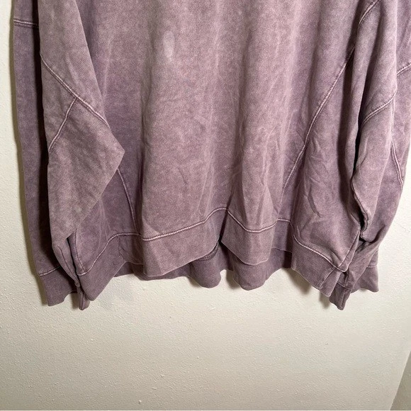 Danskin Women’s Size XL Oversized Sweatshirt Purple Mineral Wash Boatneck Cotton - Image 3 of 4